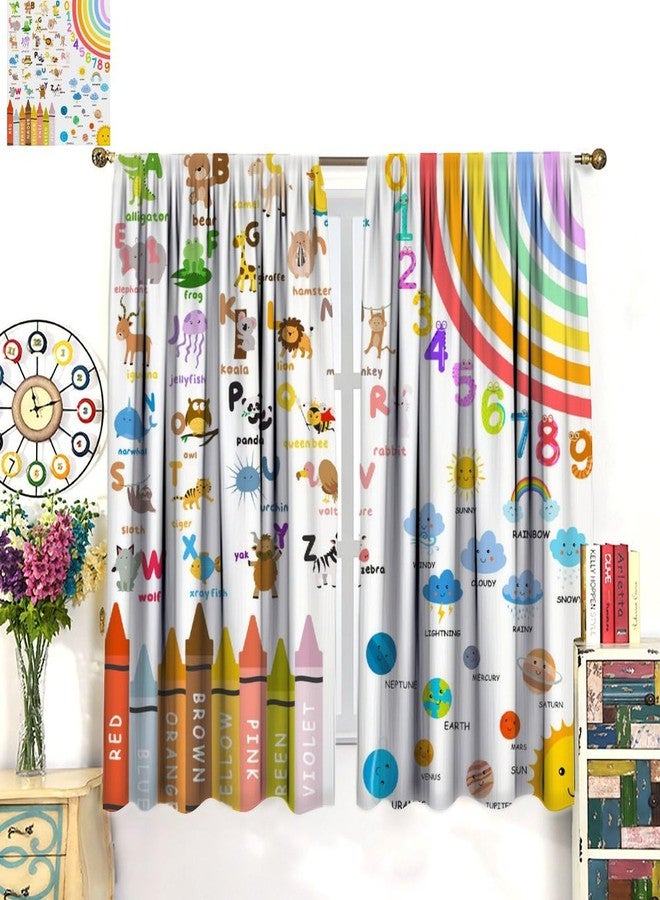 AAVEUP Alphabets ABC Curtains for Kids,Education Learning Rainbow Crayons Alphabet Colors Animals Numbers Galaxies Window Treatments for Boys Girls Nursery Children Toddler Bedroom 42x45in（No Blackout） - Image 3